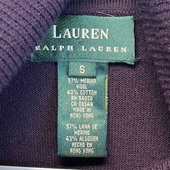 LAUREN RALPH LAUREN Sweater Women's Small Purple Turtle Neck Merino Wool Cotton - Picture 8 of 11